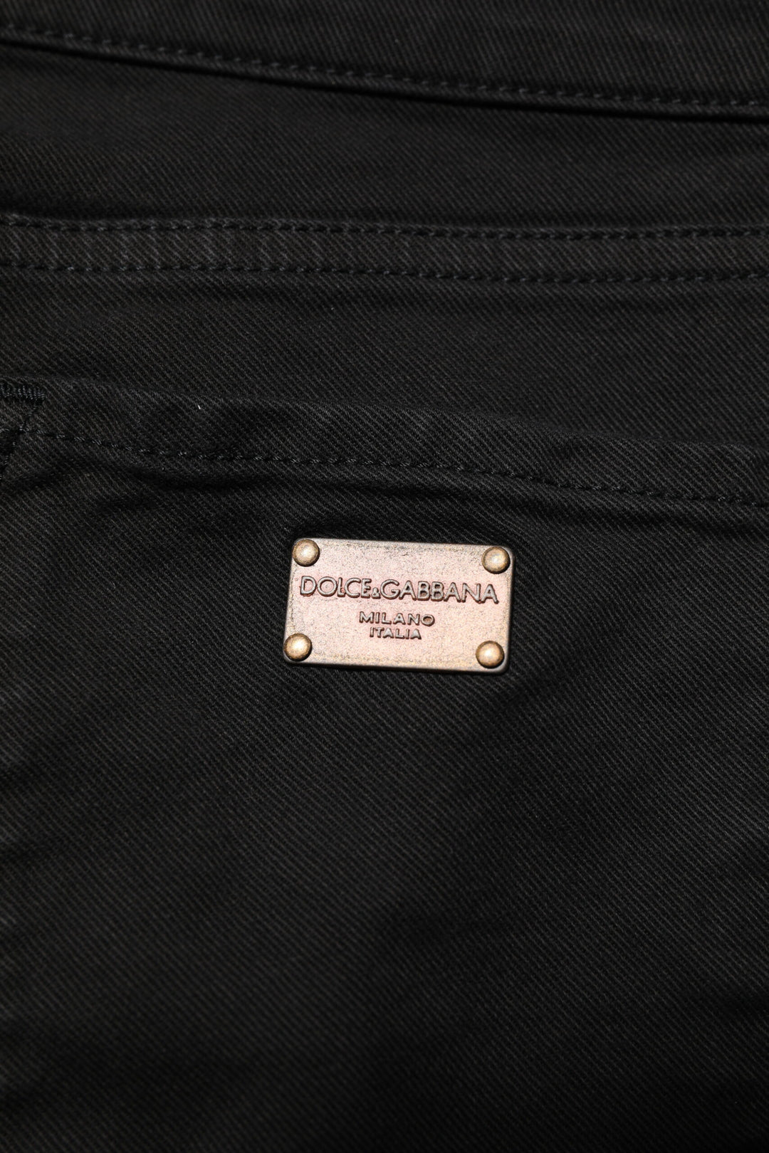 Dolce &amp; Gabbana Black Cotton Logo Skinny Mid Waist Denim Jeans