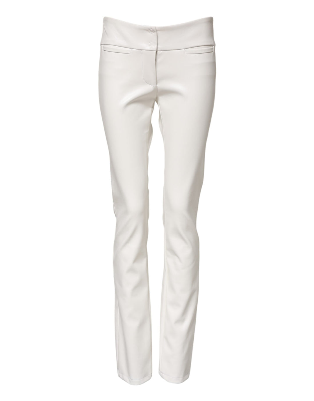 Dolce &amp; Gabbana White Polyurethane High Waist Tapered Pants