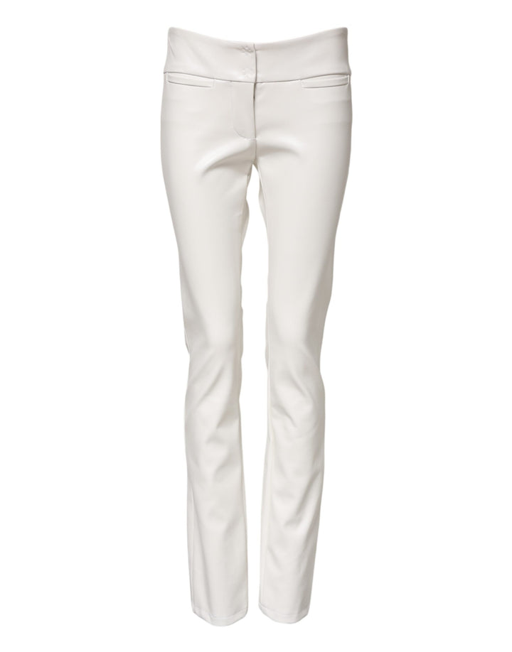 Dolce &amp; Gabbana White Polyurethane High Waist Tapered Pants