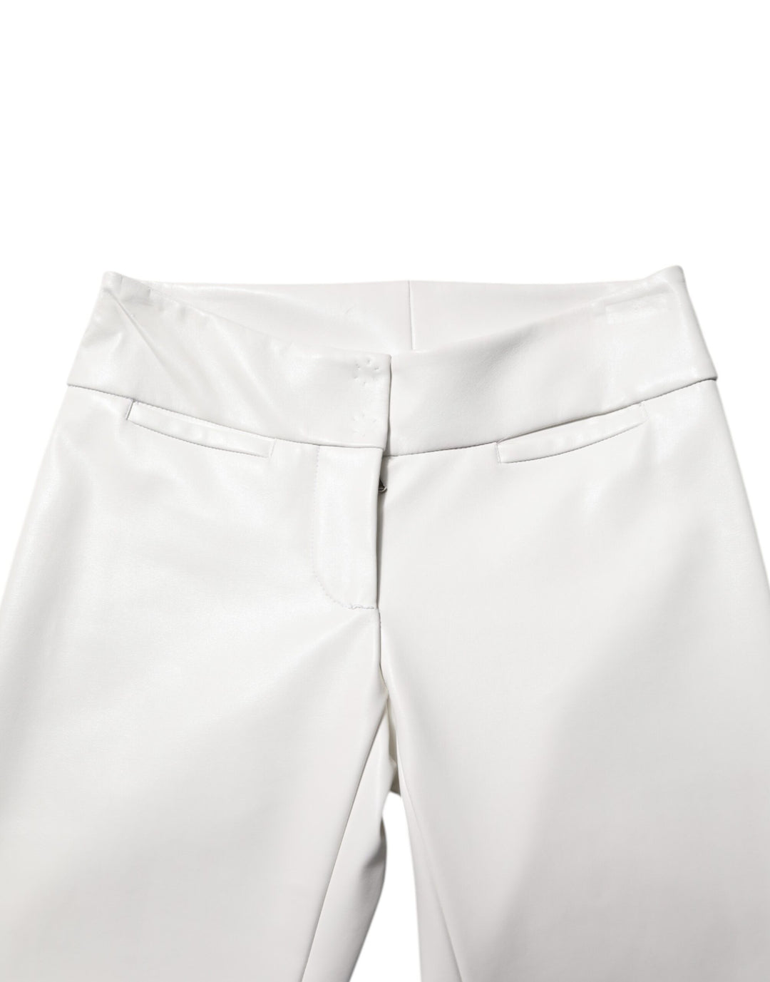 Dolce & Gabbana White Polyurethane High Waist Tapered Pants