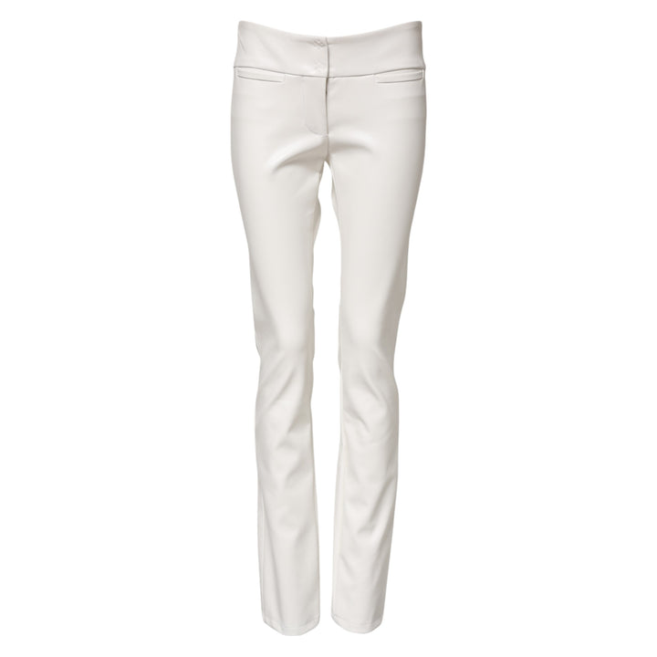 Dolce & Gabbana White Polyurethane High Waist Tapered Pants