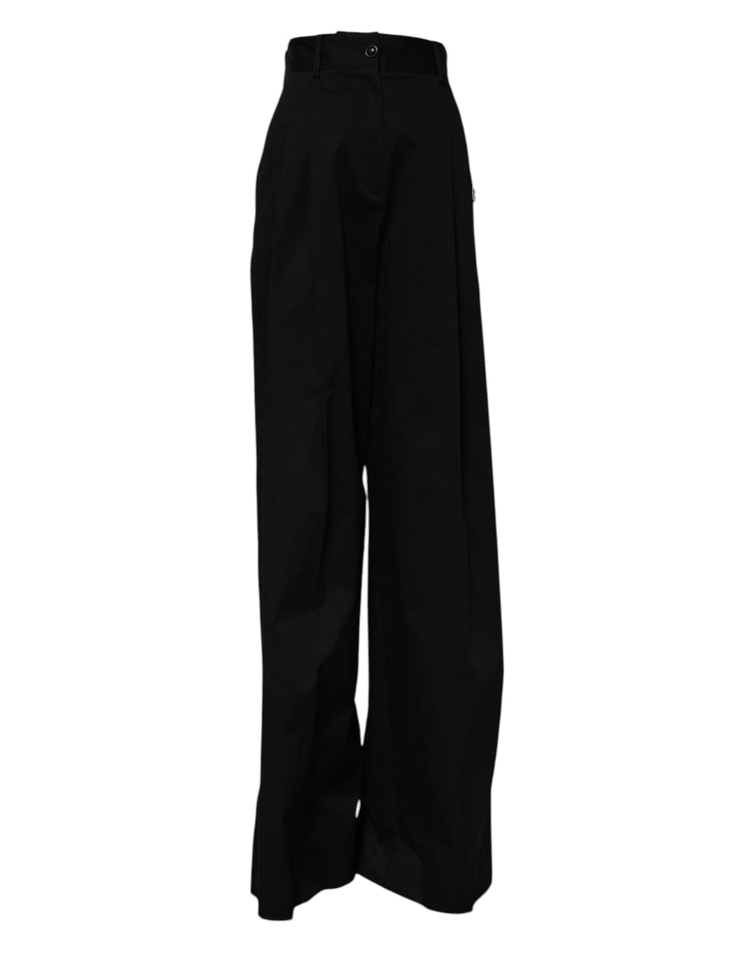 Dolce &amp; Gabbana Black Cotton HighWaist Wide Leg Pants