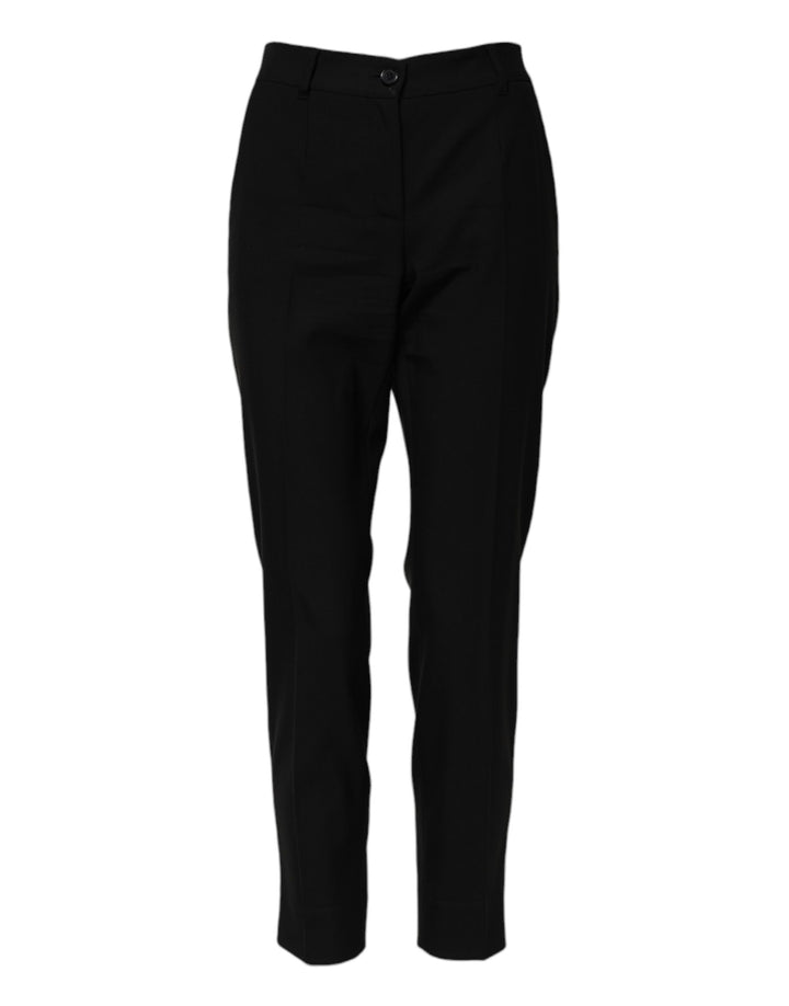 Dolce &amp; Gabbana Black Wool High Waist Tapered Pants