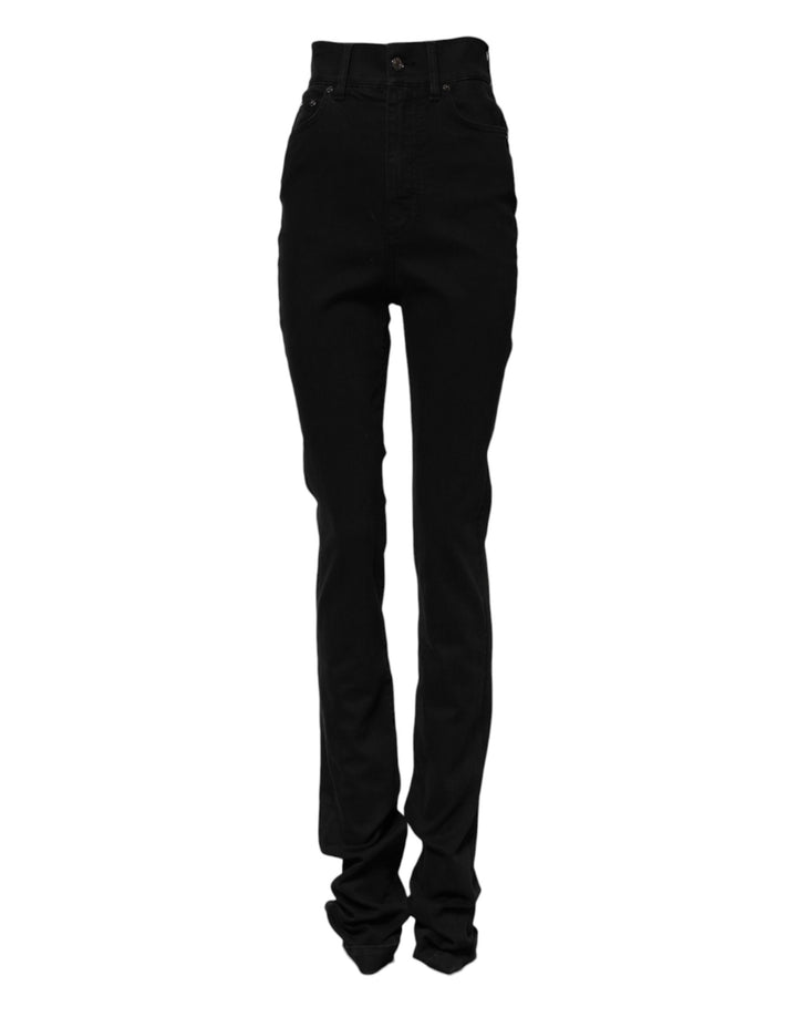 Dolce &amp; Gabbana Black Cotton High Waist Skinny Denim Jeans