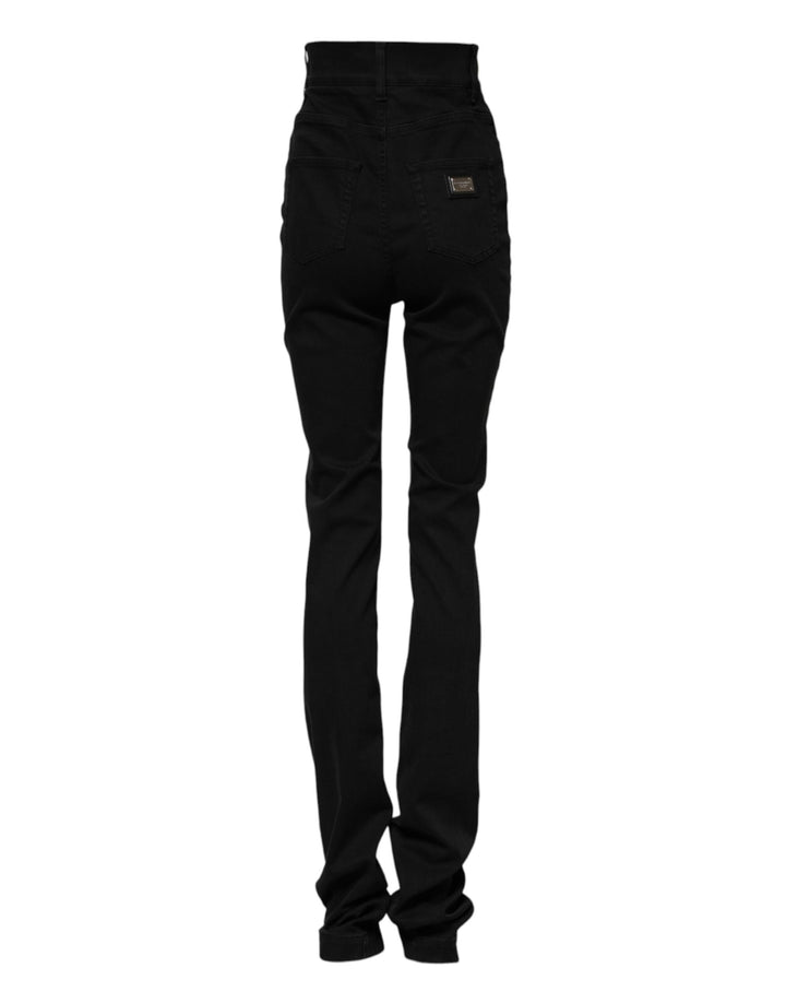 Dolce &amp; Gabbana Black Cotton High Waist Skinny Denim Jeans