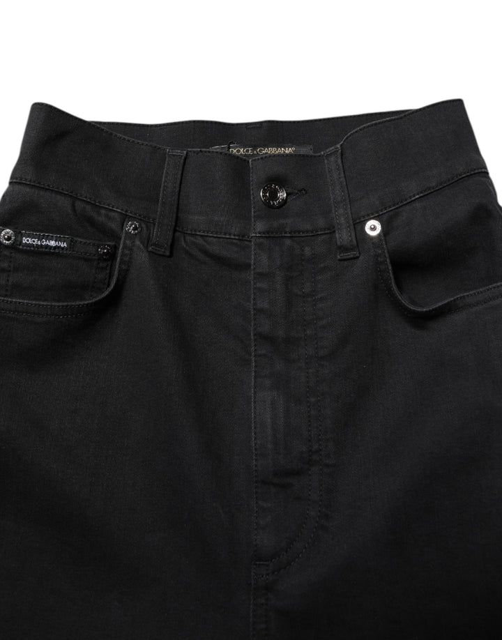 Dolce &amp; Gabbana Black Cotton High Waist Skinny Denim Jeans