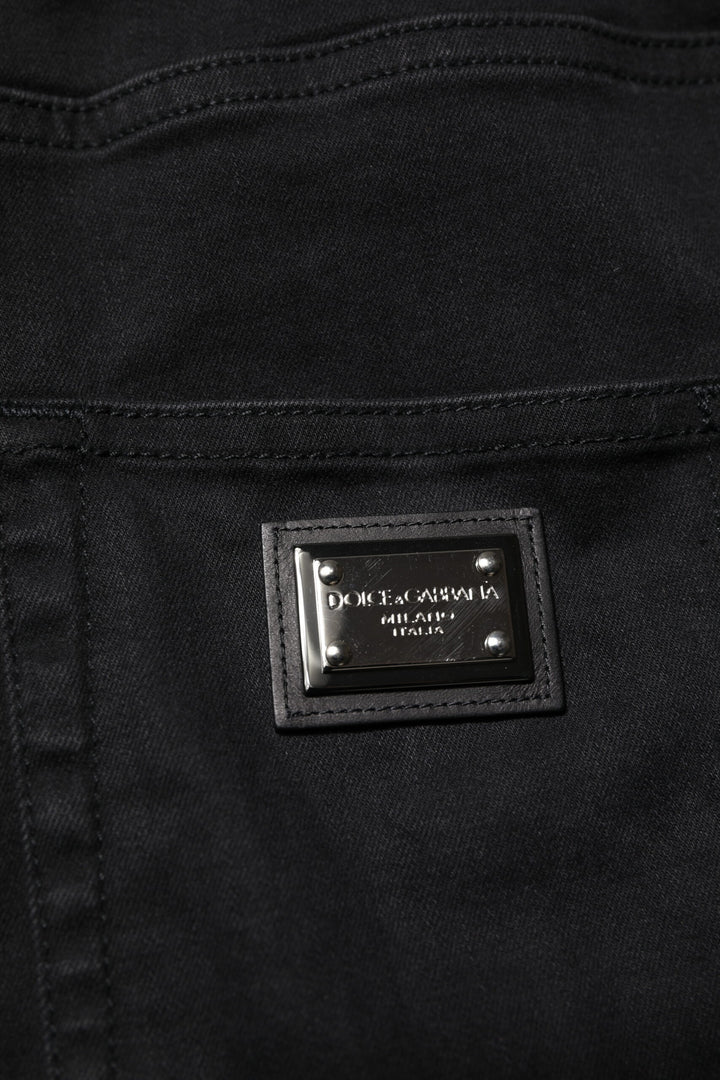 Dolce &amp; Gabbana Black Cotton High Waist Skinny Denim Jeans
