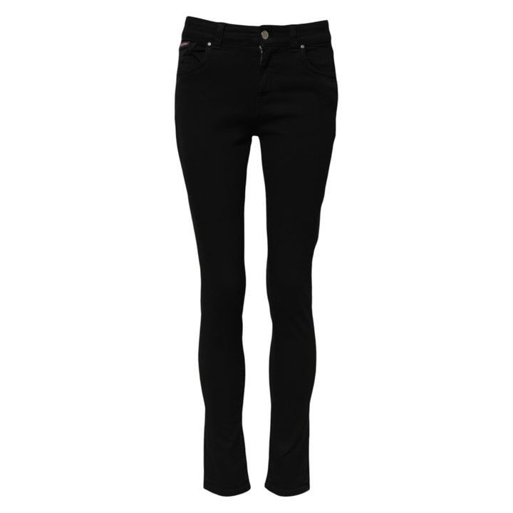 Dolce &amp; Gabbana Black Cotton Skinny Mid Waist Denim Jeans