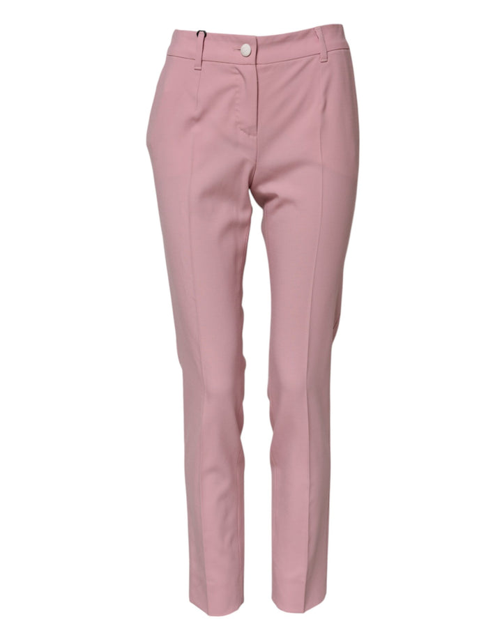 Dolce &amp; Gabbana Pink Wool High Waist Tapered Pants