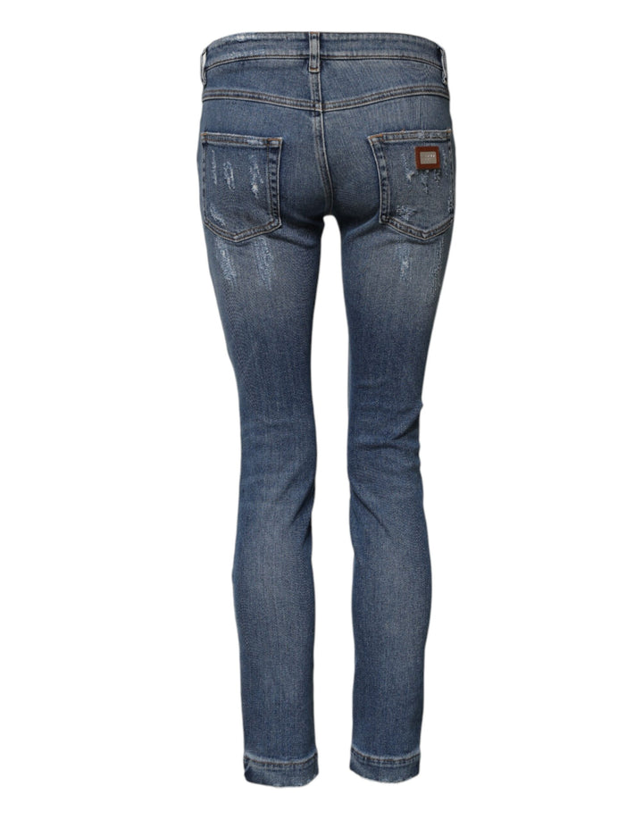 Dolce &amp; Gabbana Blue PRETTY Tattered Skinny Denim Jeans