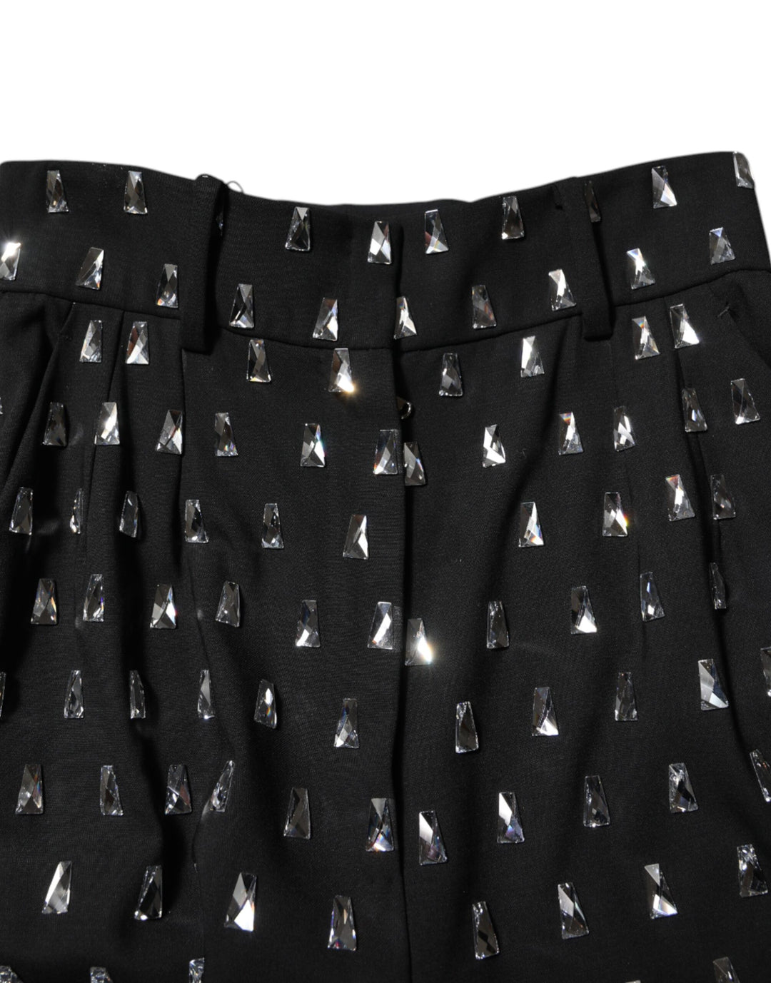 Dolce &amp; Gabbana Black Crystal Embellished Wide Leg Pants
