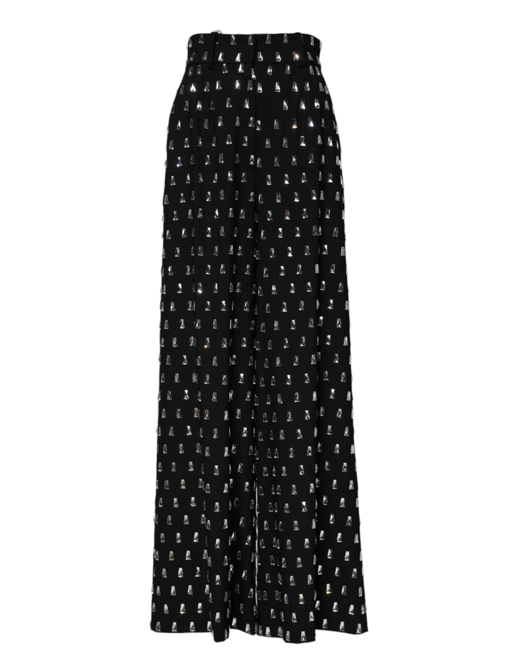 Dolce &amp; Gabbana Black Crystal Embellished Wide Leg Pants