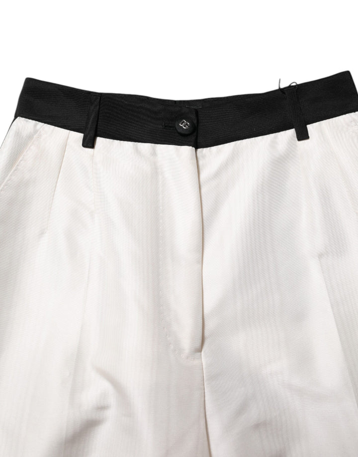 Dolce & Gabbana White High Waist Straight Dress Trouser Pants