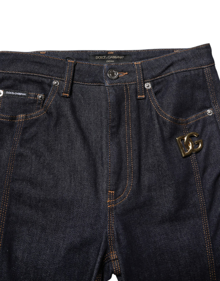 Dolce &amp; Gabbana Black Cotton Mid Waist Bootcut Denim Jeans