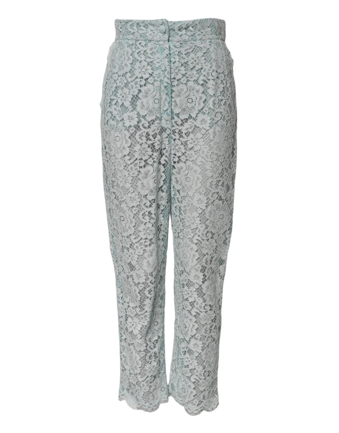 Dolce &amp; Gabbana Mint Green Cotton Floral Lace Trousers Pants