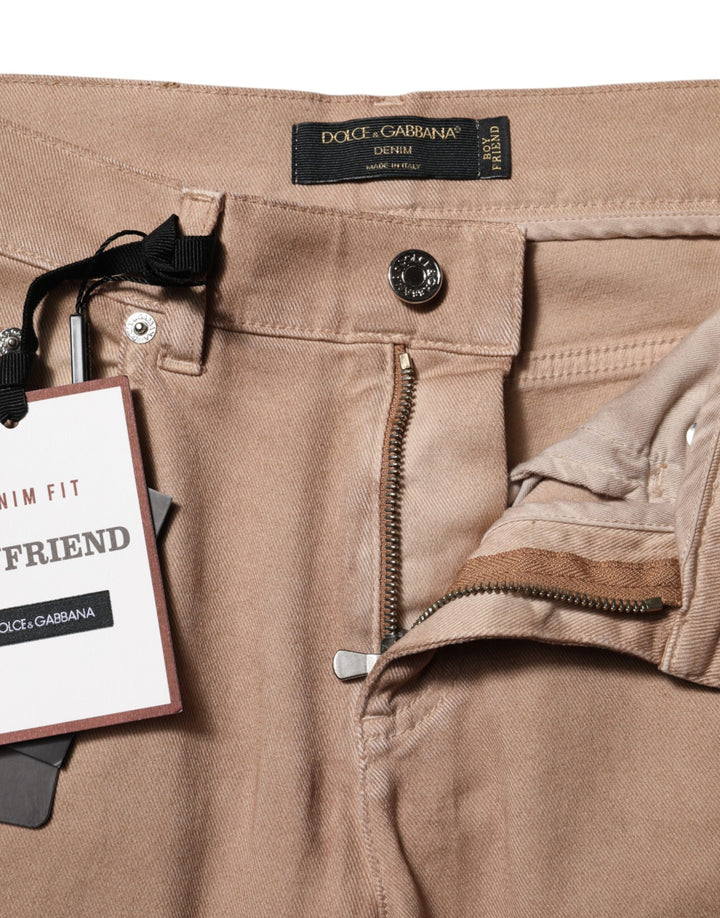 Dolce &amp; Gabbana Brown Cotton Boyfriend Denim Trousers Jeans