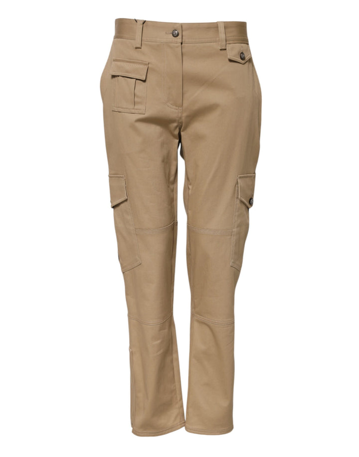 Dolce &amp; Gabbana Beige Mid Waist Cargo Tapered Pants