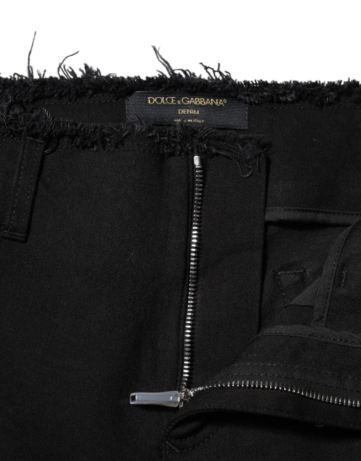 Dolce &amp; Gabbana Black Cotton Mid Waist Flared Denim Jeans