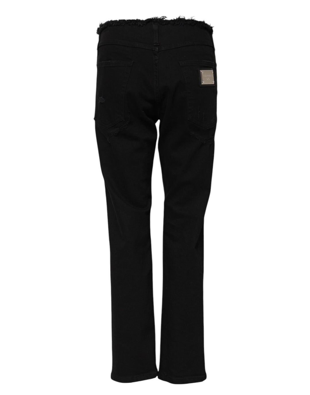 Dolce &amp; Gabbana Black Cotton Mid Waist Flared Denim Jeans