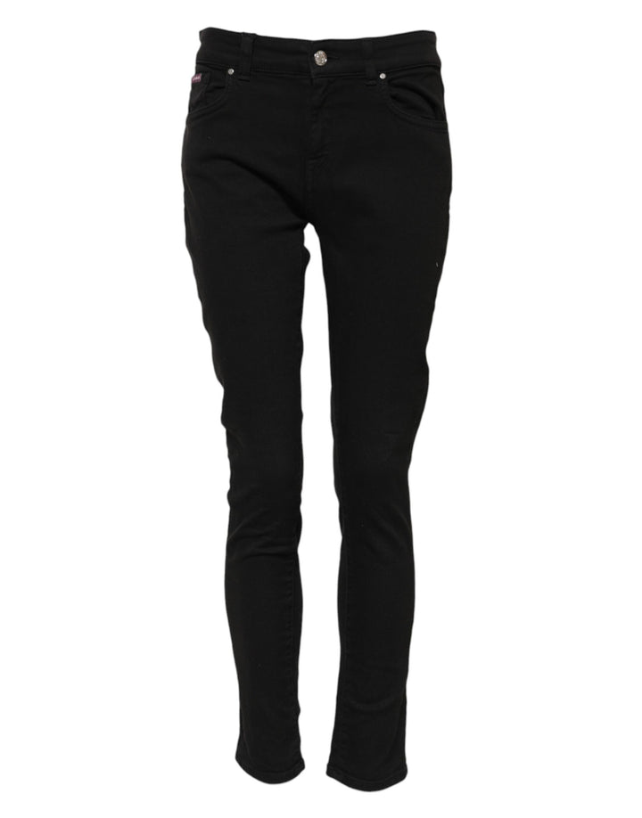 Dolce &amp; Gabbana Black Cotton Skinny Mid Waist Denim Jeans