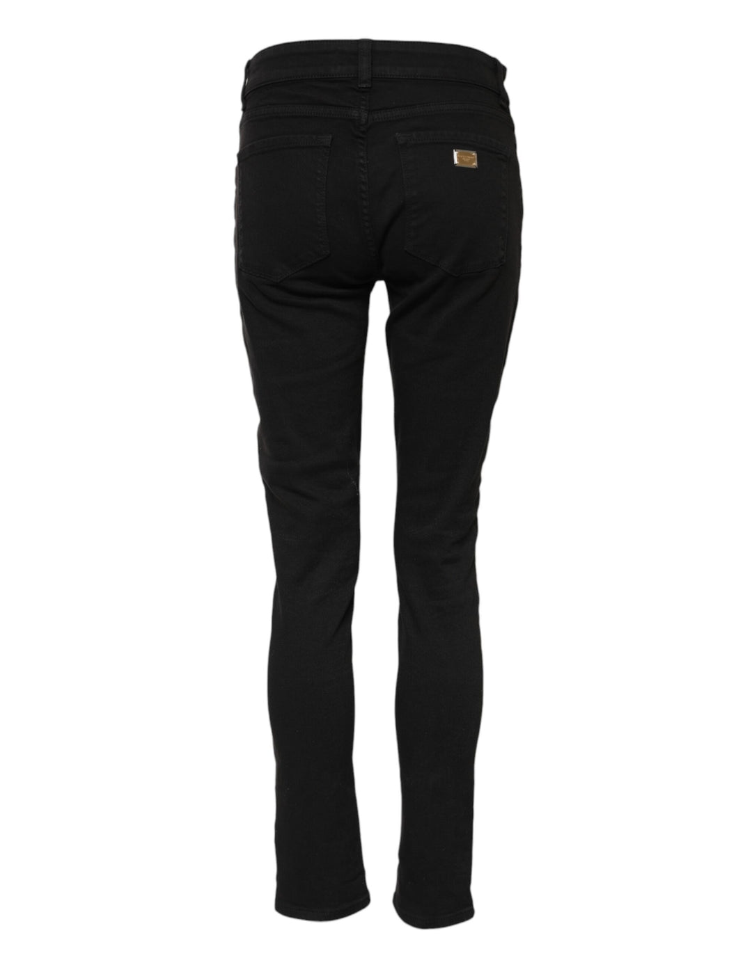 Dolce &amp; Gabbana Black Cotton Skinny Mid Waist Denim Jeans