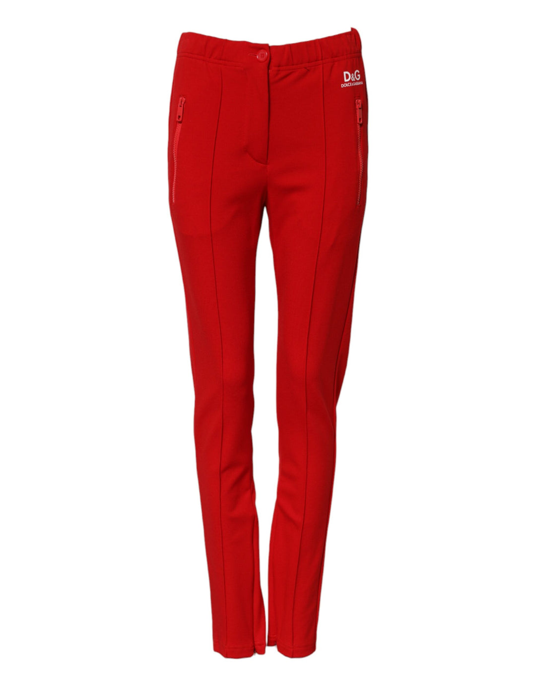 Dolce &amp; Gabbana Red Mid Waist Slim Fit Pants