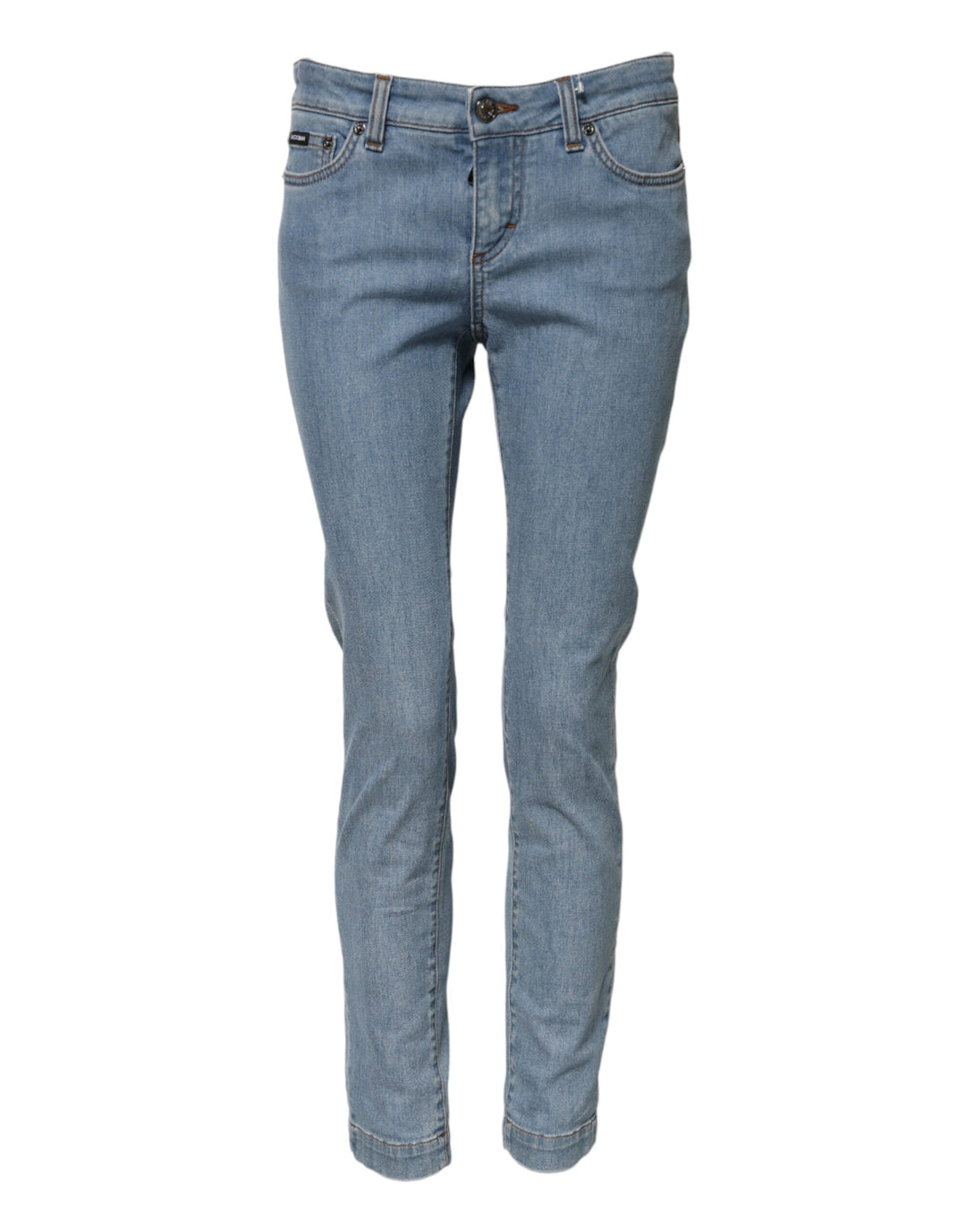 Dolce &amp; Gabbana Blue Cotton PRETTY MidWaist Skinny Denim Jeans