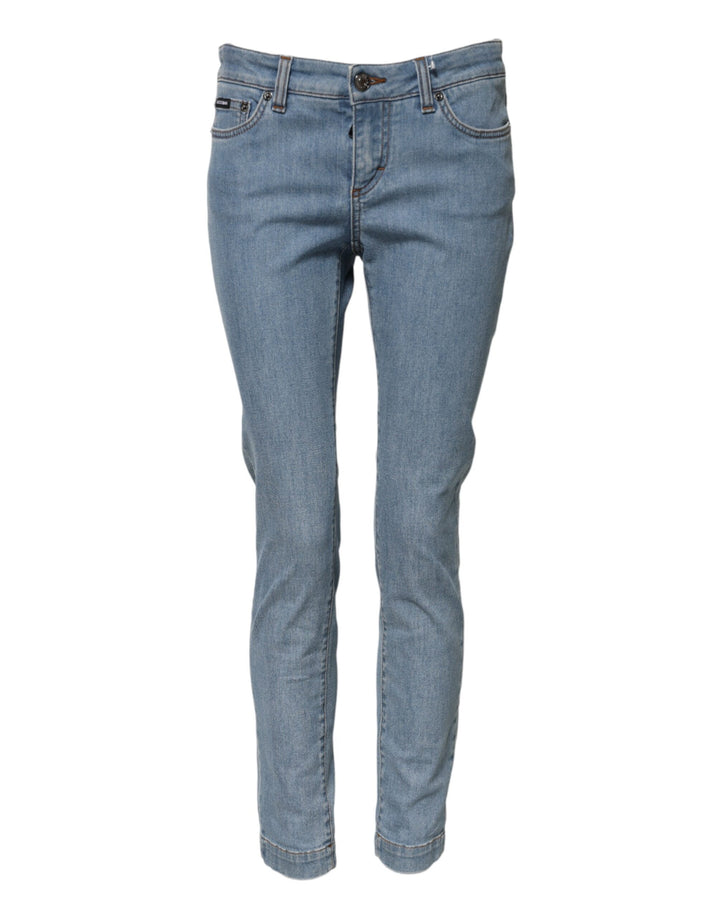 Dolce &amp; Gabbana Blue Cotton PRETTY MidWaist Skinny Denim Jeans