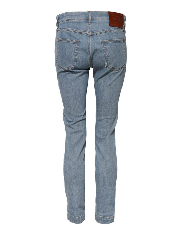 Dolce &amp; Gabbana Blue Cotton PRETTY MidWaist Skinny Denim Jeans