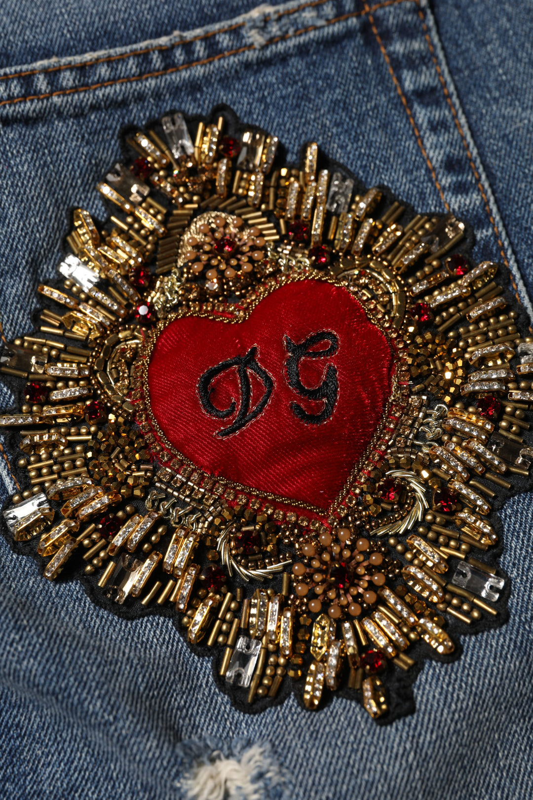 Dolce &amp; Gabbana Blue Cotton Boyfriend Tattered Denim Jeans
