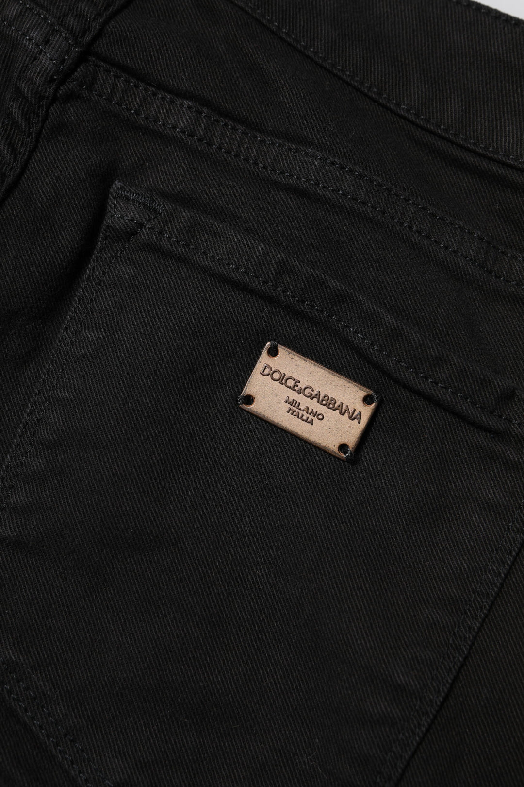 Dolce &amp; Gabbana Black Cotton Skinny Mid Waist Denim Jeans