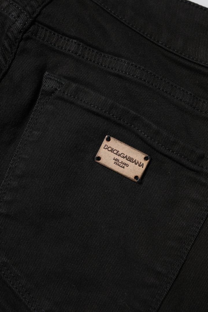 Dolce &amp; Gabbana Black Cotton Skinny Mid Waist Denim Jeans