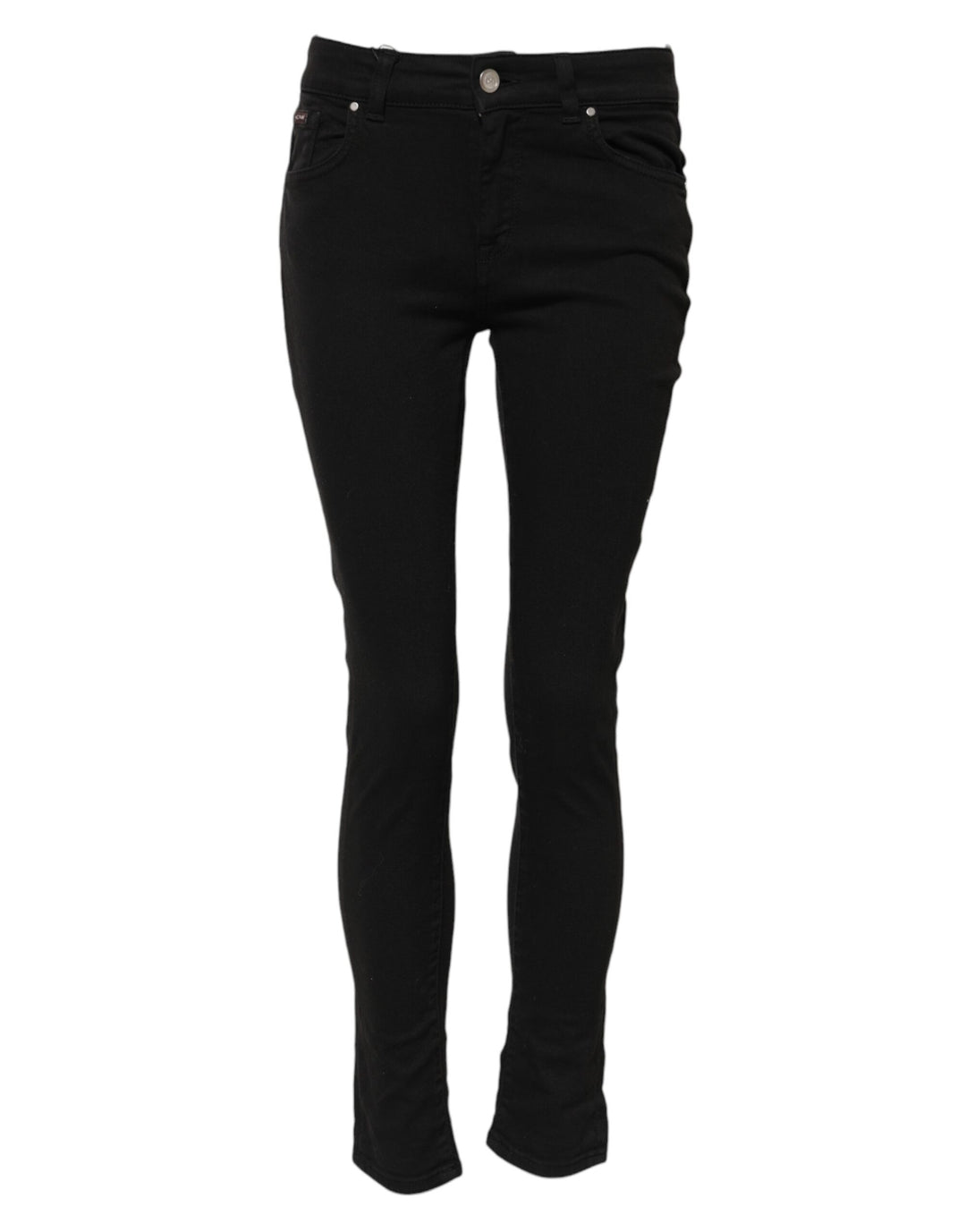 Dolce &amp; Gabbana Black Cotton Skinny Mid Waist Denim Jeans