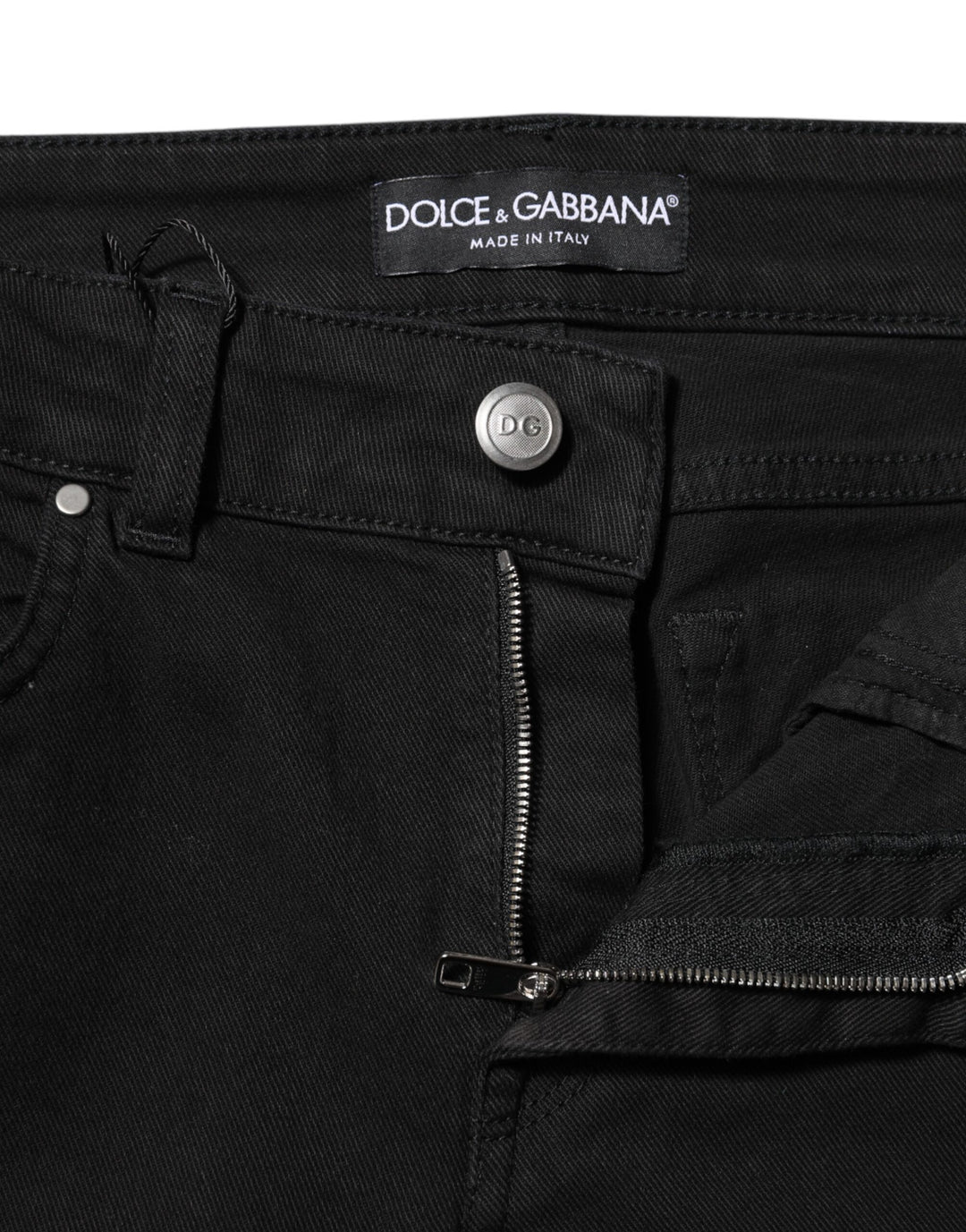 Dolce &amp; Gabbana Black Cotton Skinny Mid Waist Denim Jeans