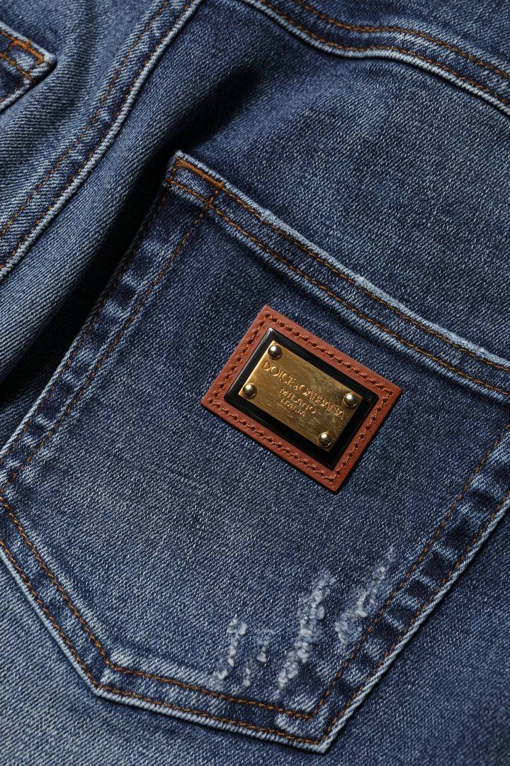 Dolce &amp; Gabbana Blue Rhinestone Embellished Denim Jeans