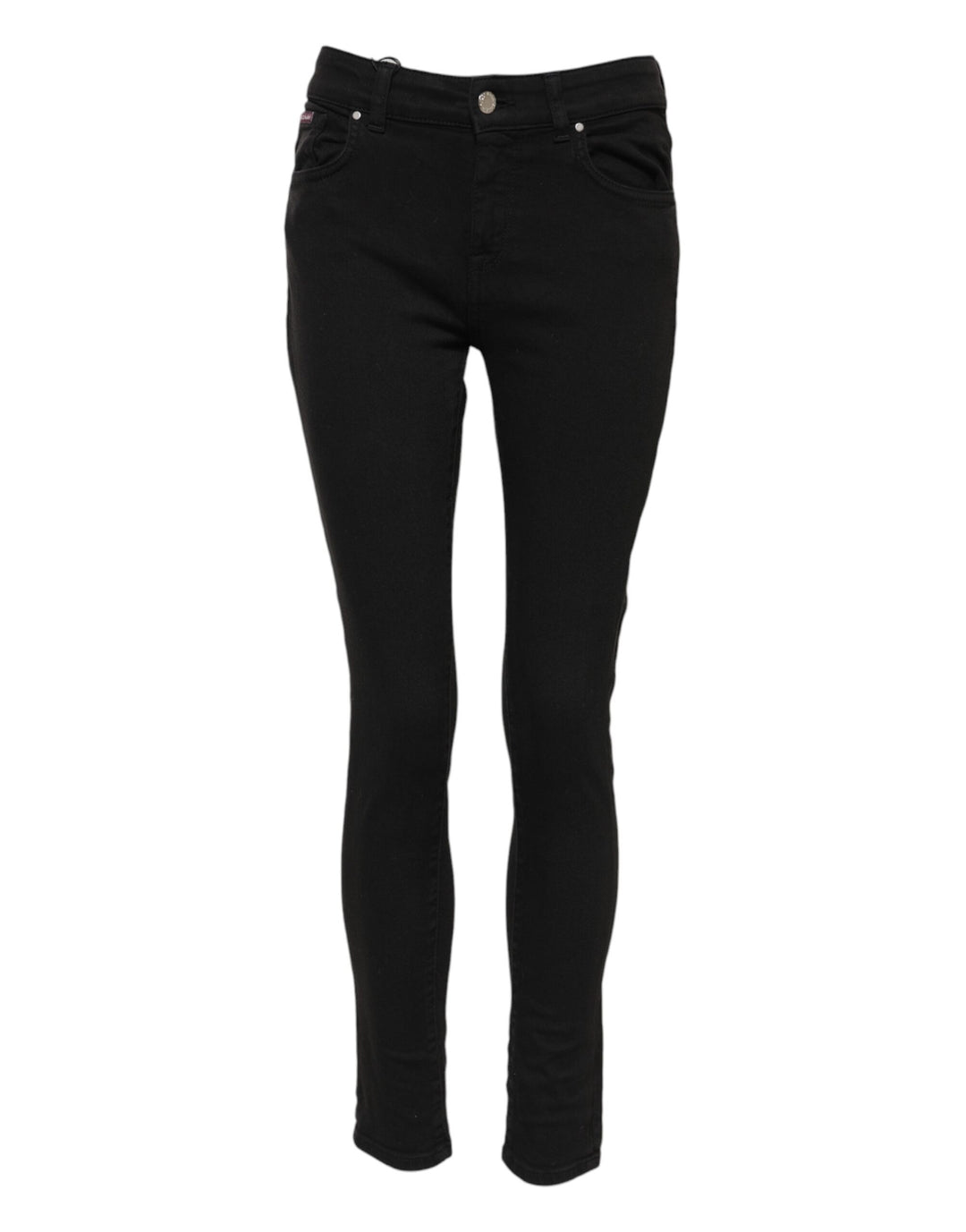 Dolce &amp; Gabbana Black Cotton Logo Skinny Mid Waist Denim Jeans
