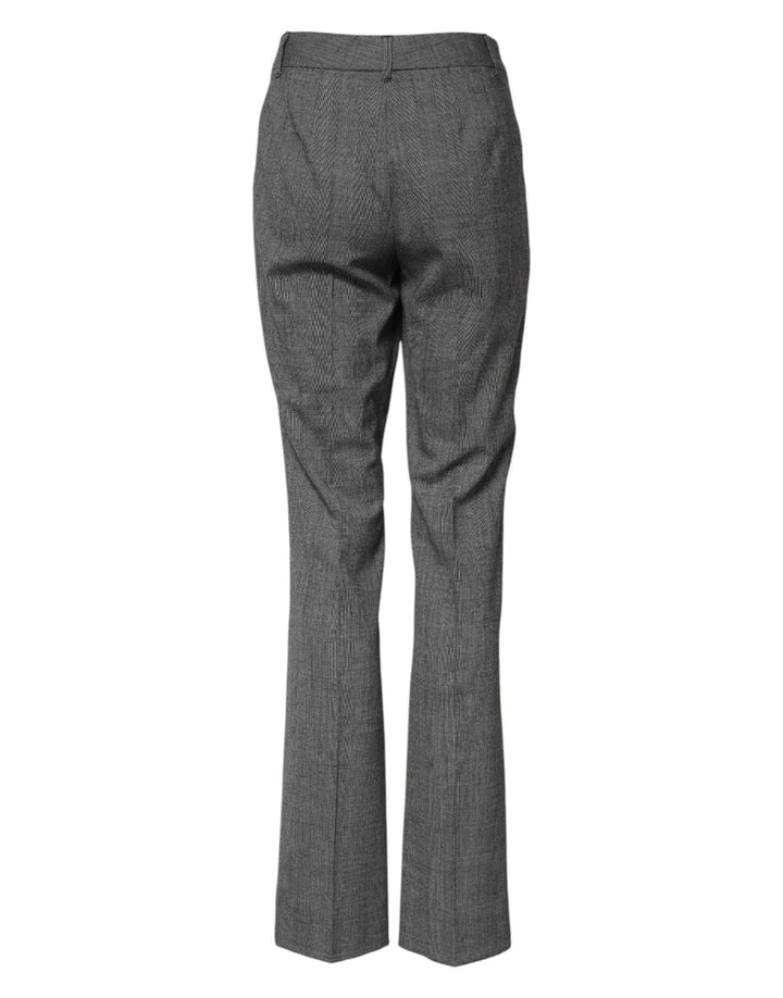 Dolce &amp; Gabbana Gray Checkered High Waist Flared Pants
