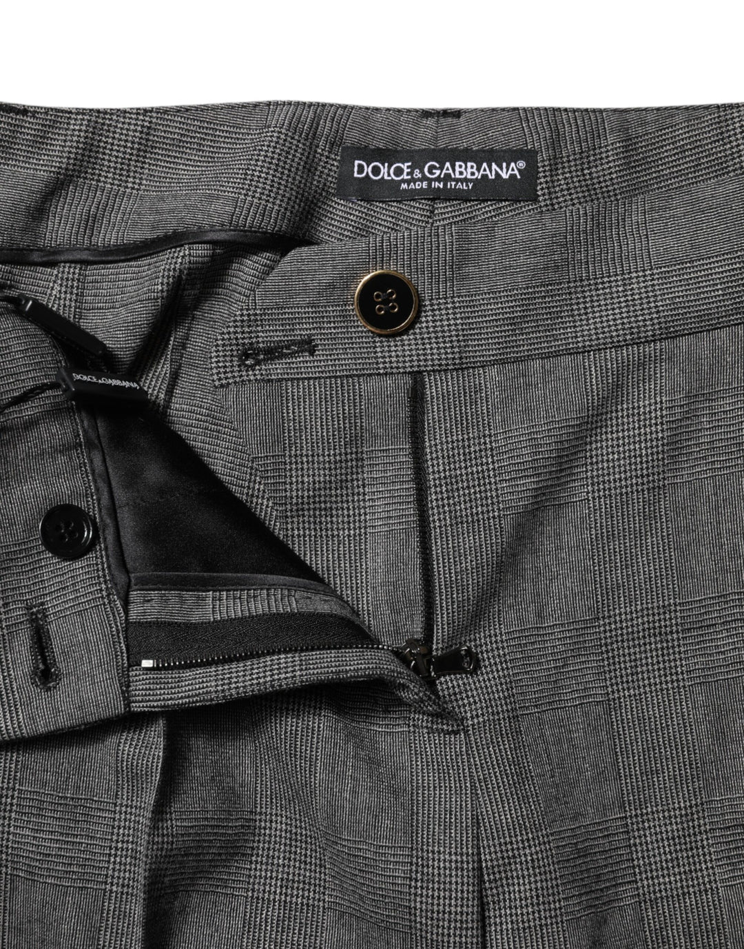 Dolce &amp; Gabbana Gray Checkered High Waist Flared Pants