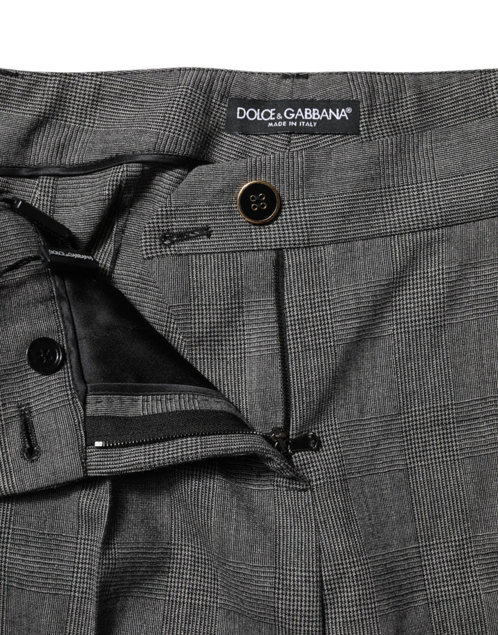 Dolce &amp; Gabbana Gray Checkered High Waist Flared Pants