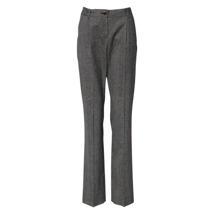Dolce &amp; Gabbana Gray Checkered High Waist Flared Pants