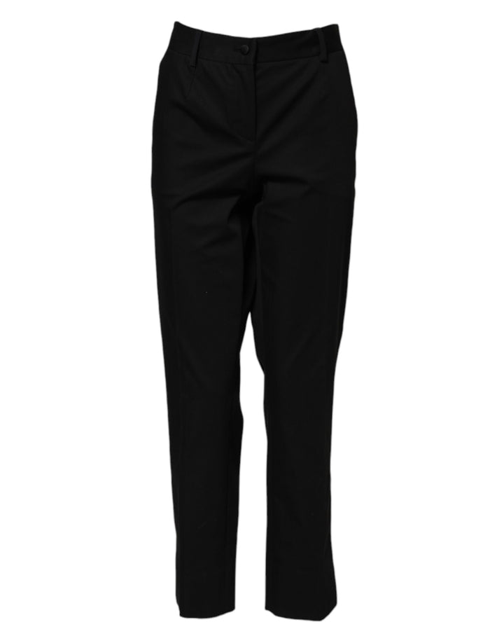 Dolce &amp; Gabbana Black Cotton High Waist Formal Pants