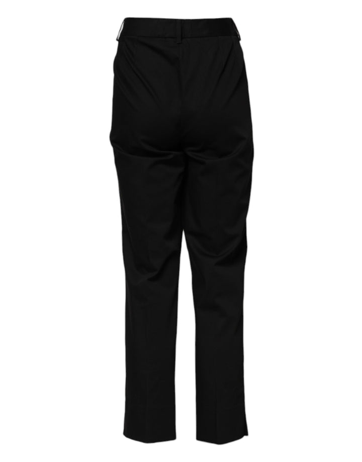 Dolce &amp; Gabbana Black Cotton High Waist Formal Pants