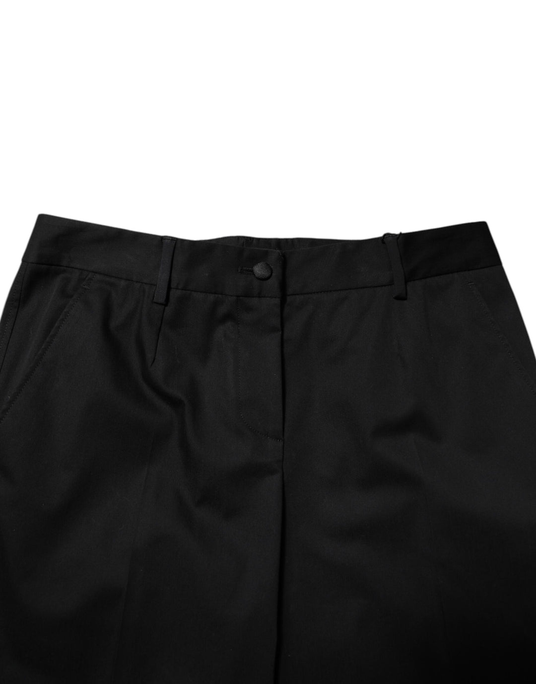 Dolce &amp; Gabbana Black Cotton High Waist Formal Pants