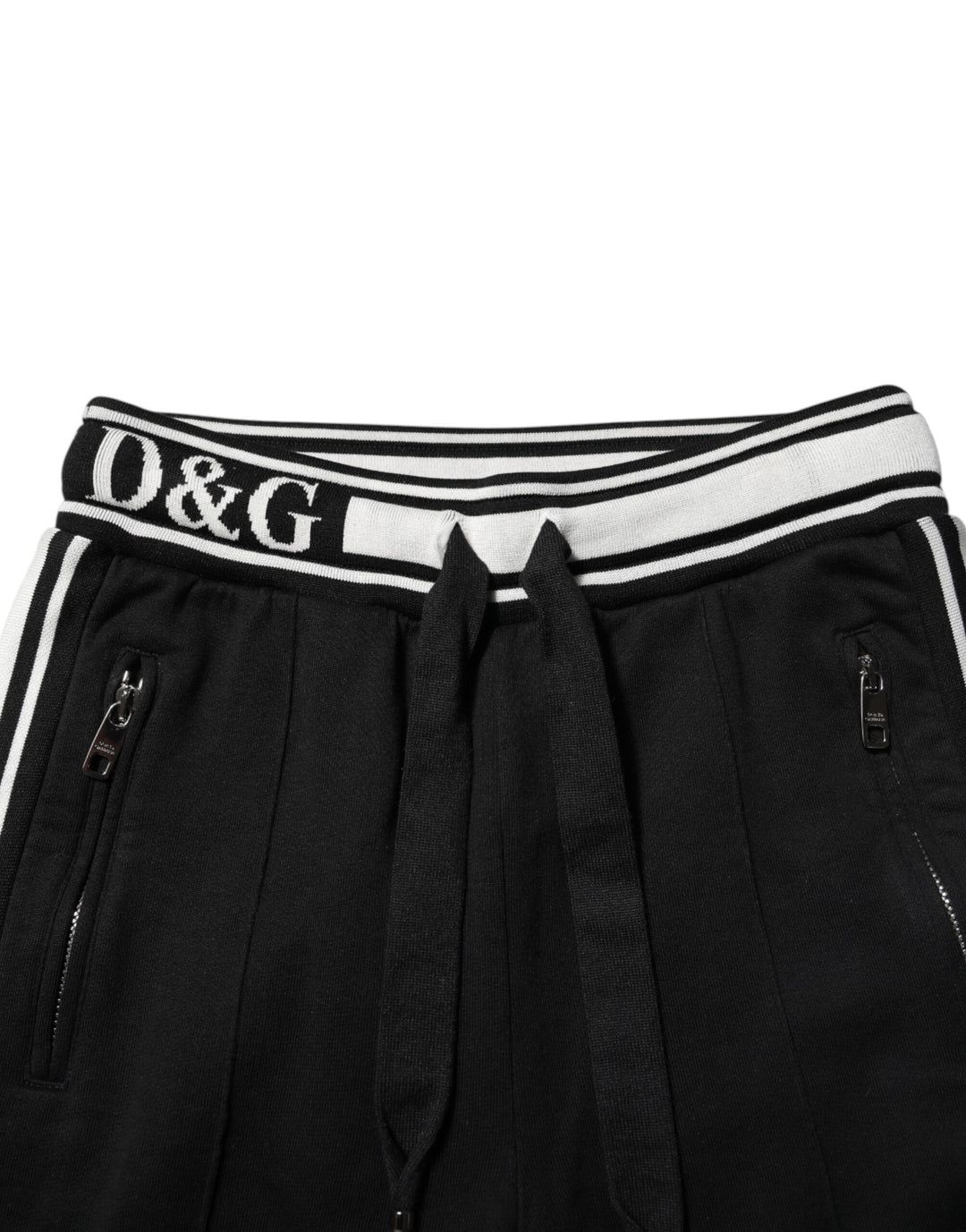 Dolce &amp; Gabbana Black Cotton Jogger Logo Waist Pants