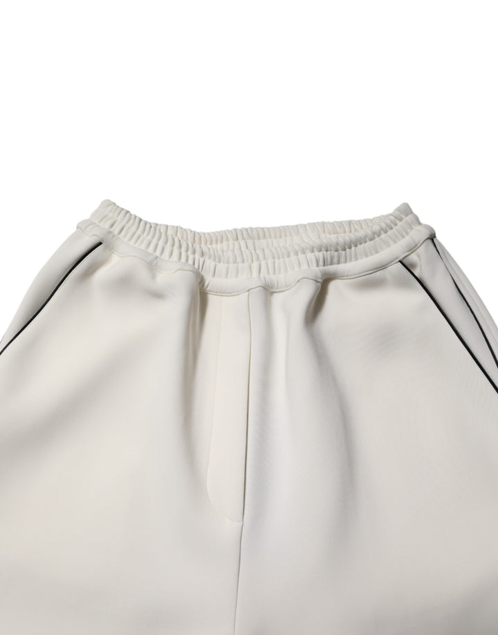 Dolce & Gabbana White Viscose Wide Leg Pull On Pants