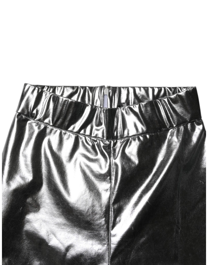 Dolce &amp; Gabbana Metallic Silver Polyester Slim Fit Leggings Pants