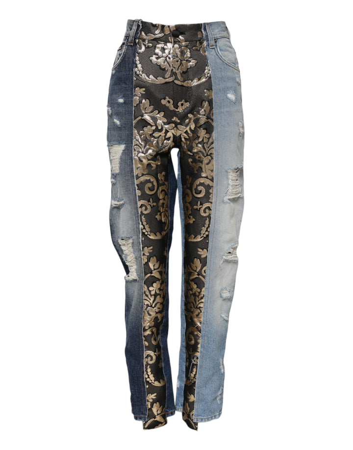 Dolce &amp; Gabbana Multicolor Patchwork Tapered Denim Jeans