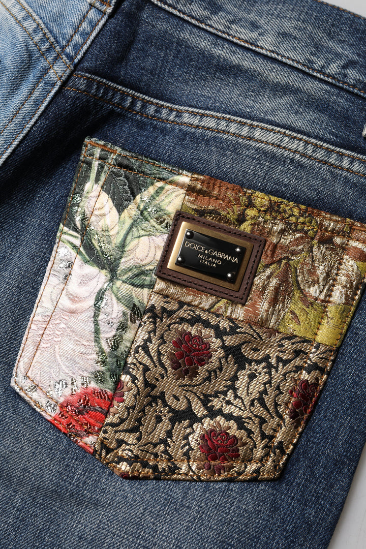 Dolce &amp; Gabbana Multicolor Patchwork Tapered Denim Jeans