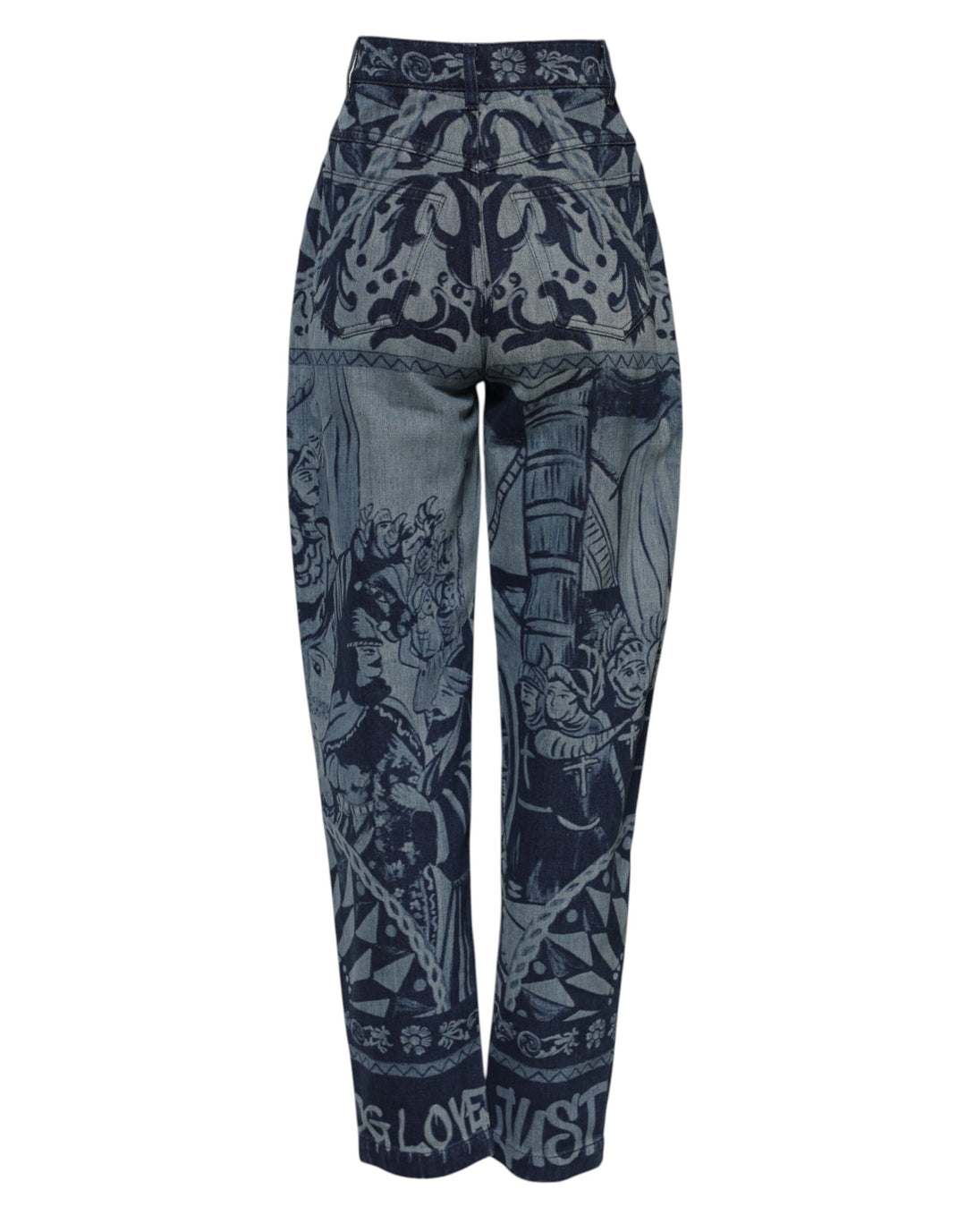 Dolce &amp; Gabbana Blue Graphic Print Tapered Denim Jeans