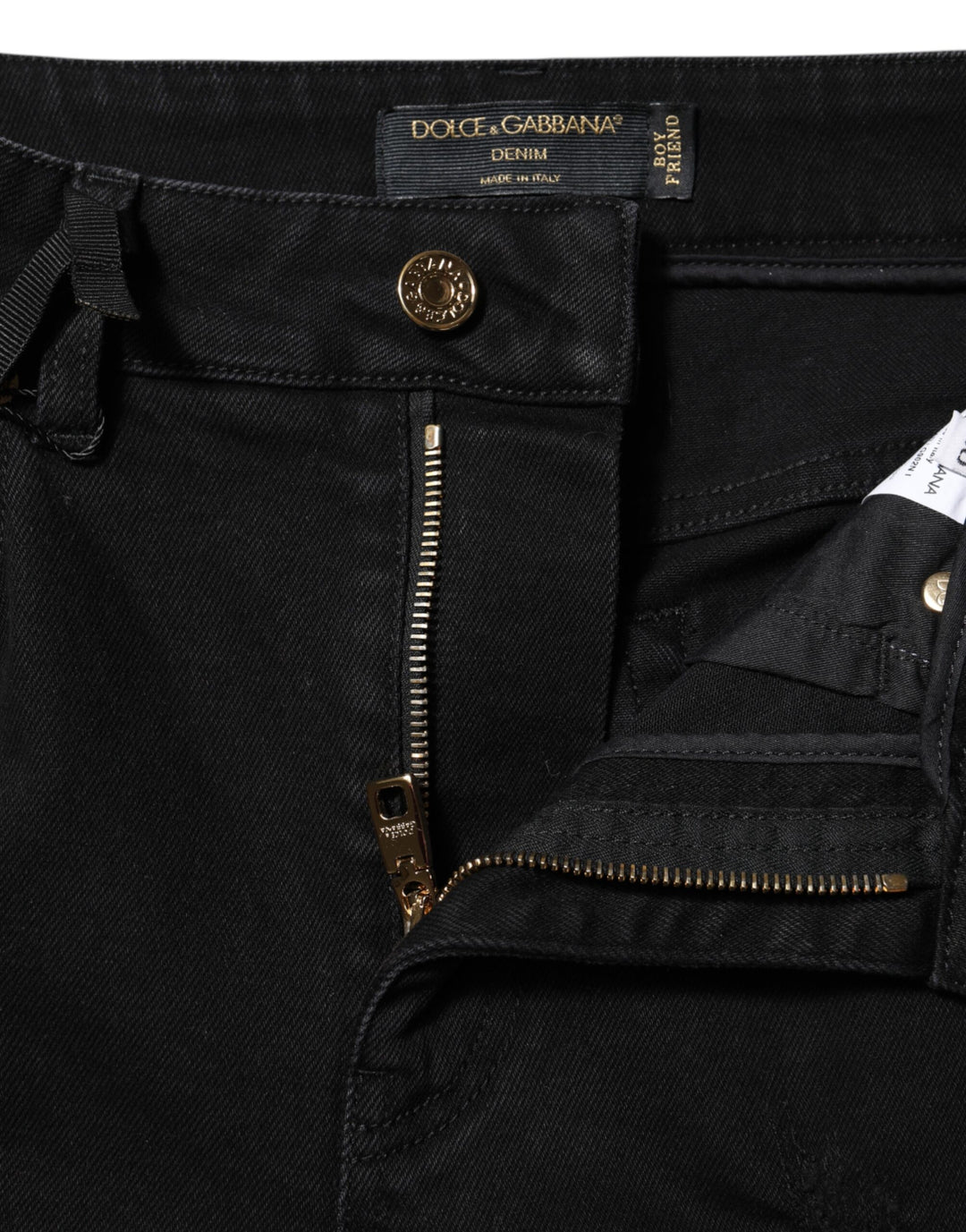 Dolce &amp; Gabbana Black Boyfriend Cotton Flared Denim Jeans